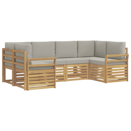 Udendørs sofagruppe 6 pcs Hvid og lysegrå 245 x 130,5 x 73 cm