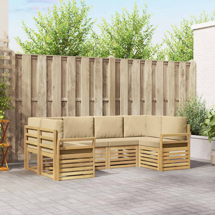 Udendørs sofagruppe 6 pcs Hvid og Beige 245 x 130,5 x 73 cm