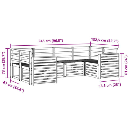 Udendørs sofagruppe 6 pcs Hvid 245 x 132,5 x 73 cm