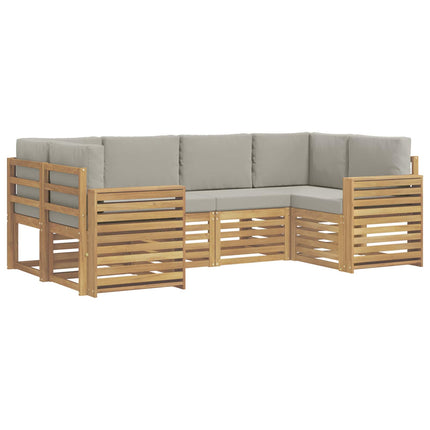 Udendørs sofagruppe 6 pcs Hvid og lysegrå 245 x 132,5 x 73 cm