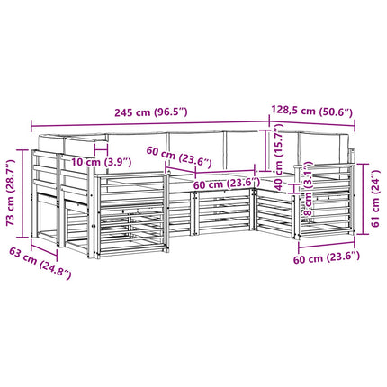 Sektionalsofa sæt 6 pcs Hvid og antracit 245 x 128,5 x 73 cm