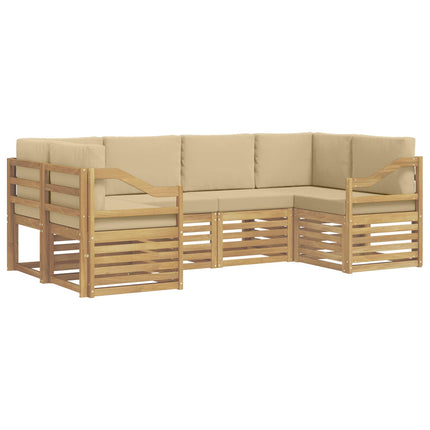 Sektionalsofa sæt 6 pcs Hvid og Beige 245 x 126,5 x 73 cm