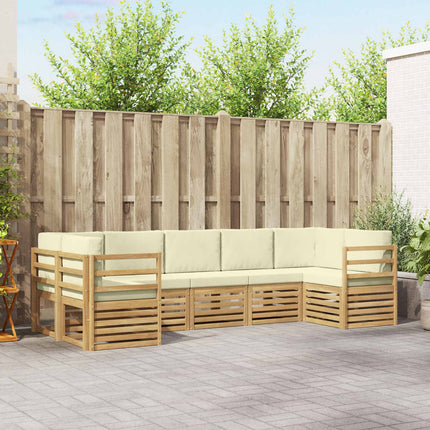 Sektionalsofa sæt med pude 7 pcs Hvid og cremefarvet Polyester