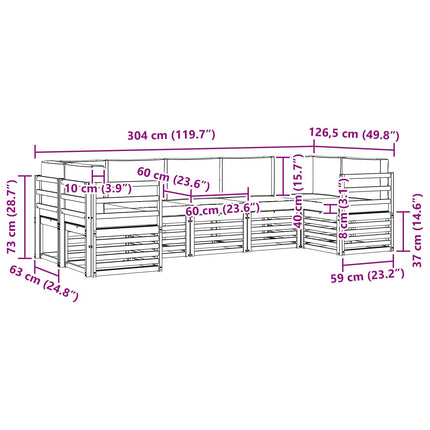 Sektionalsofa sæt 7 pcs Hvid og antracit 304 x 126,5 x 73 cm