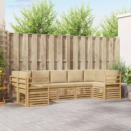 Sektionalsofa sæt 7 pcs Hvid og Beige 304 x 126,5 x 73 cm