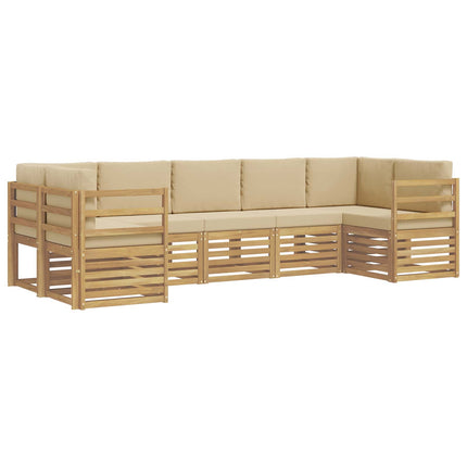 Sektionalsofa sæt 7 pcs Hvid og Beige 304 x 126,5 x 73 cm