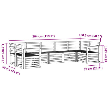 Udendørs sofagruppe 7 pcs Hvid 304 x 128,5 x 73 cm