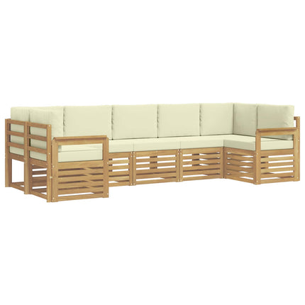 Udendørs sofagruppe 6 pcs Hvid og creme 304 x 128,5 x 73 cm