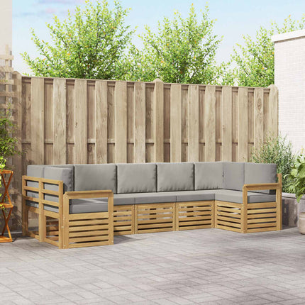 Udendørs sofagruppe 6 pcs Hvid Og Lys Grå 304 x 128,5 x 73 cm