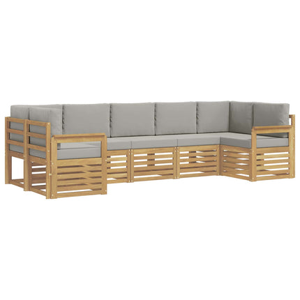 Udendørs sofagruppe 6 pcs Hvid Og Lys Grå 304 x 128,5 x 73 cm