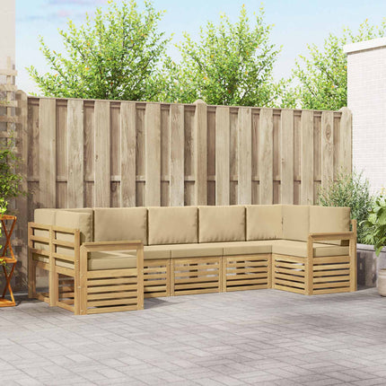Udendørs sofagruppe 6 pcs Hvid og Beige 304 x 128,5 x 73 cm
