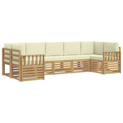 Udendørs sofagruppe 6 pcs Hvid og creme 304 x 128,5 x 73 cm