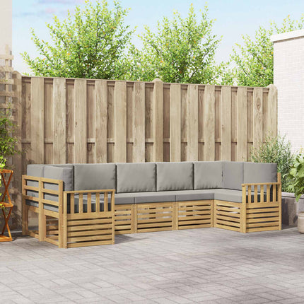 Udendørs sofagruppe 6 pcs Hvid Og Lys Grå 304 x 128,5 x 73 cm