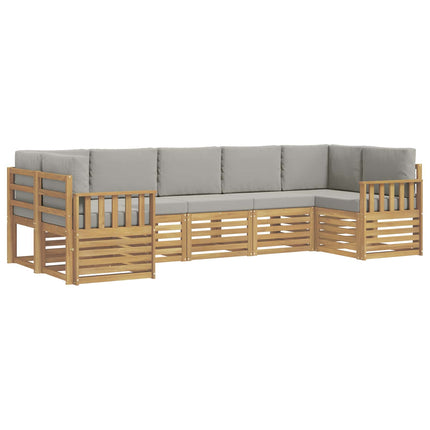 Udendørs sofagruppe 6 pcs Hvid Og Lys Grå 304 x 128,5 x 73 cm