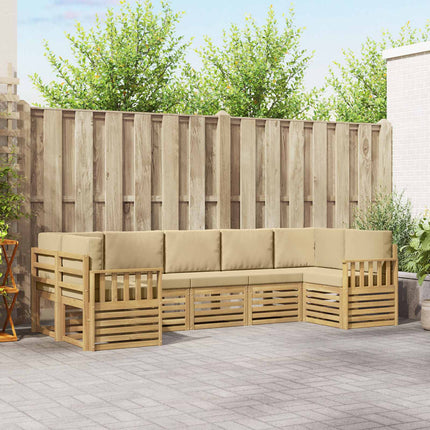 Udendørs sofagruppe 6 pcs Hvid og Beige 304 x 128,5 x 73 cm