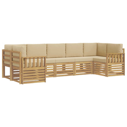 Udendørs sofagruppe 6 pcs Hvid og Beige 304 x 128,5 x 73 cm