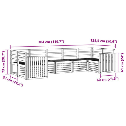 Udendørs sofagruppe 7 pcs Hvid 304 x 128,5 x 73 cm