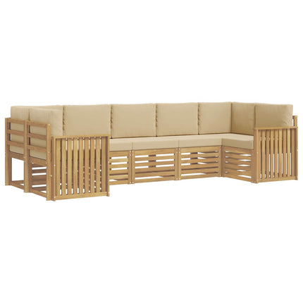 Udendørs sofagruppe 7 pcs Hvid og Beige 304 x 128,5 x 73 cm