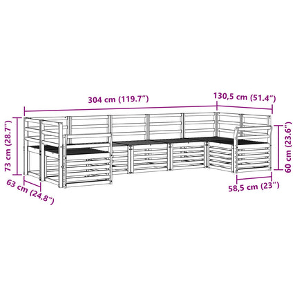 Udendørs sofagruppe 7 pcs Hvid 304 x 130,5 x 73 cm