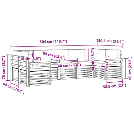 Udendørs sofagruppe 7 pcs Hvid og cremefarvet