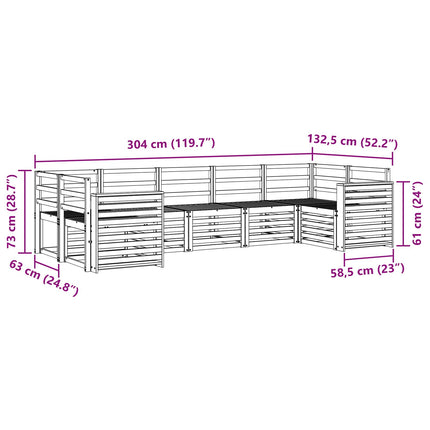 Udendørs sofagruppe 7 pcs Hvid 304 x 132,5 x 73 cm