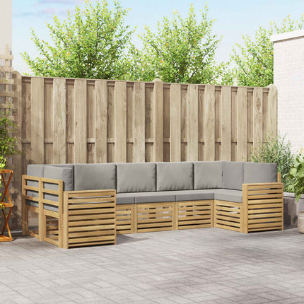 Udendørs sofagruppe 7 pcs Hvid og lysegrå 304 x 132,5 x 73 cm