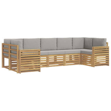 Udendørs sofagruppe 7 pcs Hvid og lysegrå 304 x 132,5 x 73 cm