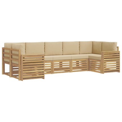 Udendørs sofagruppe 7 pcs Hvid og Beige 304 x 132,5 x 73 cm
