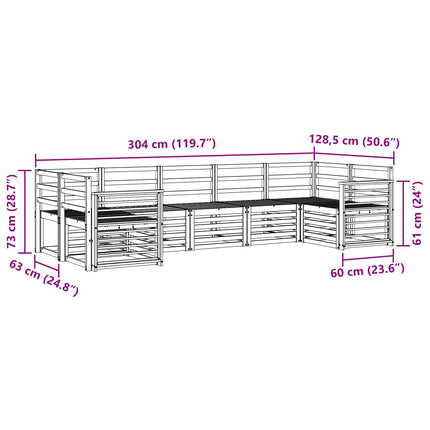 Udendørs sofagruppe 7 pcs Hvid 304 x 128,5 x 73 cm