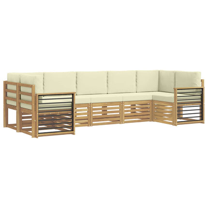 Sektionalsofa sæt med pude 7 pcs Hvid og cremefarvet Polyester
