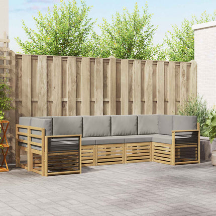 Sektionalsofa sæt 7 pcs Hvid og lysegrå 304 x 128,5 x 73 cm