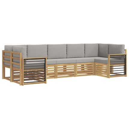 Sektionalsofa sæt 7 pcs Hvid og lysegrå 304 x 128,5 x 73 cm