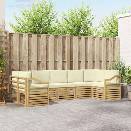 Sektionalsofa sæt med pude 7 pcs Hvid og cremefarvet Polyester