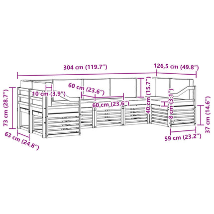 Sektionalsofa sæt 7 pcs Hvid og antracit 304 x 126,5 x 73 cm