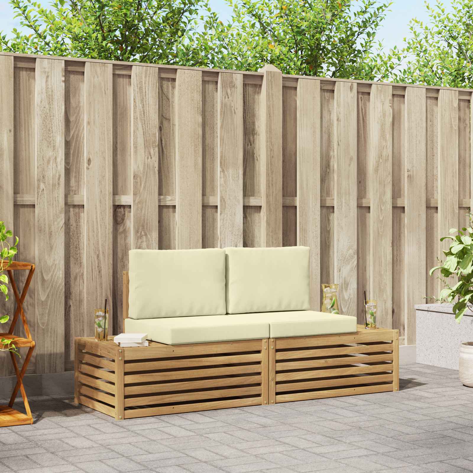 2 stk. Udendrs sofagruppe Polyester Hvid