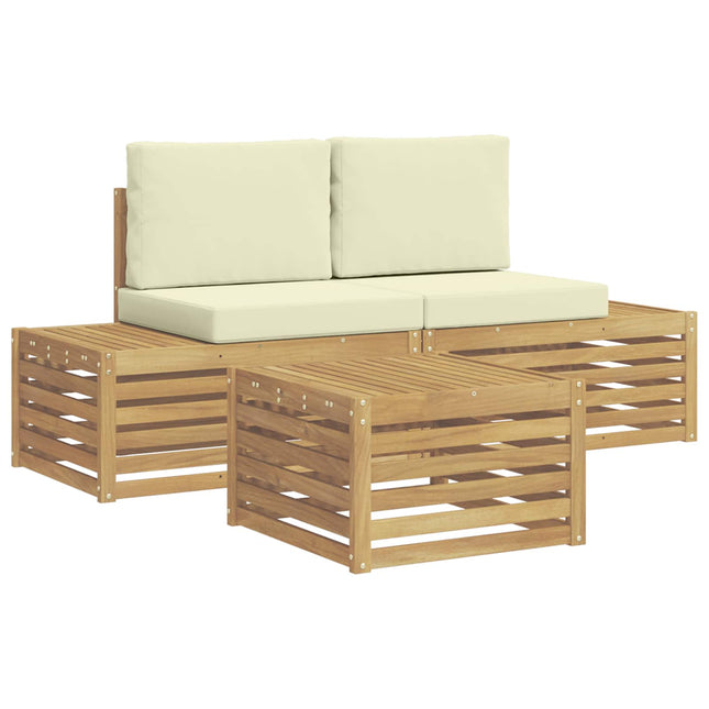Udendørs sofagruppe med pude Hvid 59 x 59 x 37 cm Polyester