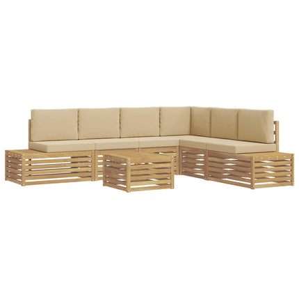 7 stk. Udendørs sofagruppe Polyester Hvid og Beige