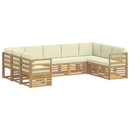 Sektionalsofa sæt med pude 9 pcs Hvid og cremefarvet Polyester