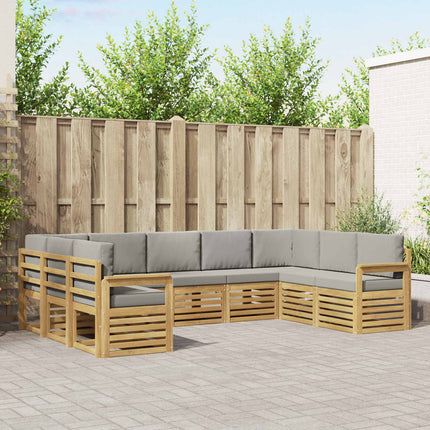 Udendørs sofagruppe 7 pcs Hvid Og Lys Grå 304 x 128,5 x 73 cm