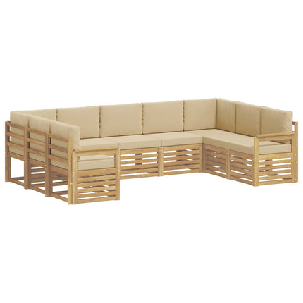 Udendørs sofagruppe 7 pcs Hvid og Beige 304 x 128,5 x 73 cm