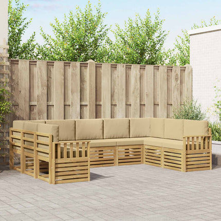 Udendørs sofagruppe 7 pcs Hvid og Beige 304 x 128,5 x 73 cm