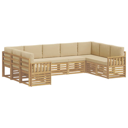 Udendørs sofagruppe 7 pcs Hvid og Beige 304 x 128,5 x 73 cm