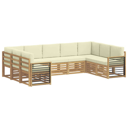Sektionalsofa sæt med pude 9 pcs Hvid og cremefarvet Polyester