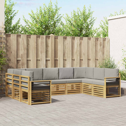 Sektionalsofa sæt 9 pcs Hvid og lysegrå 304 x 187,5 x 73 cm