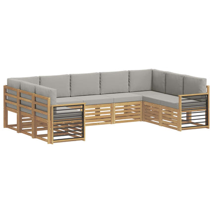 Sektionalsofa sæt 9 pcs Hvid og lysegrå 304 x 187,5 x 73 cm