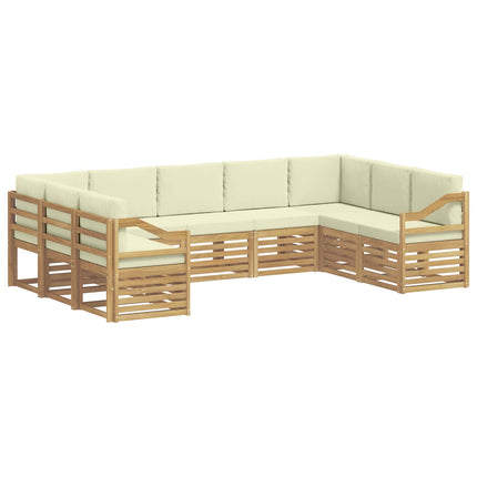 Sektionalsofa sæt med pude 9 pcs Hvid og cremefarvet Polyester