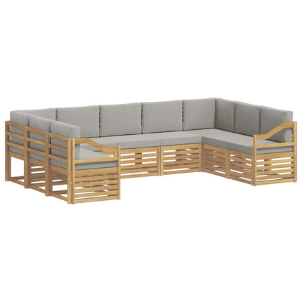 Sektionalsofa sæt 9 pcs Hvid og lysegrå 304 x 185,5 x 73 cm