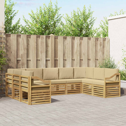 Sektionalsofa sæt 9 pcs Hvid og Beige 304 x 185,5 x 73 cm