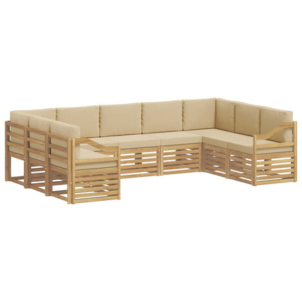 Sektionalsofa sæt 9 pcs Hvid og Beige 304 x 185,5 x 73 cm