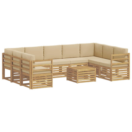 Sofasæt 10 pcs Hvid og Beige 59 x 59 x 37 cm Polyester
